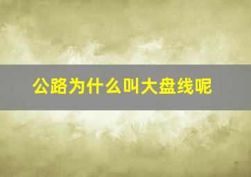 公路为什么叫大盘线呢