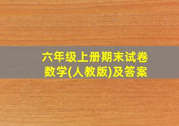 六年级上册期末试卷数学(人教版)及答案