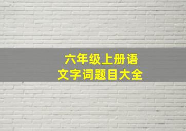 六年级上册语文字词题目大全