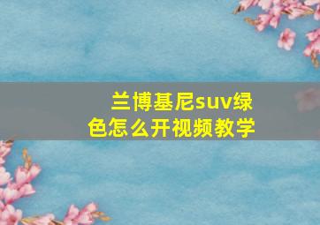 兰博基尼suv绿色怎么开视频教学