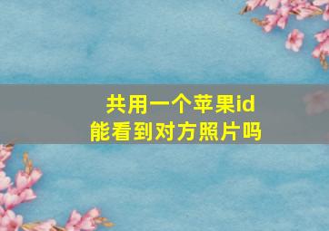 共用一个苹果id能看到对方照片吗