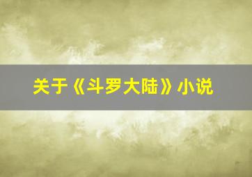 关于《斗罗大陆》小说