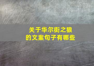 关于华尔街之狼的文案句子有哪些