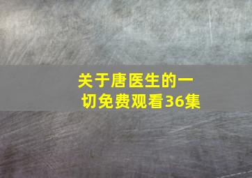 关于唐医生的一切免费观看36集