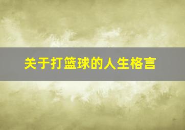 关于打篮球的人生格言