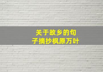 关于故乡的句子摘抄枫原万叶