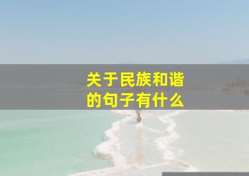 关于民族和谐的句子有什么