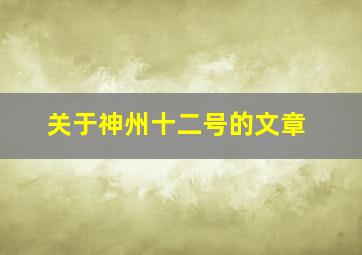 关于神州十二号的文章