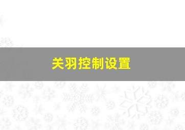 关羽控制设置