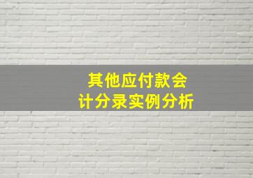 其他应付款会计分录实例分析