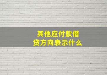 其他应付款借贷方向表示什么