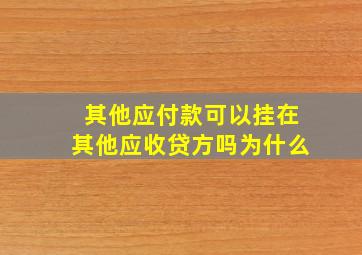 其他应付款可以挂在其他应收贷方吗为什么