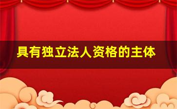 具有独立法人资格的主体