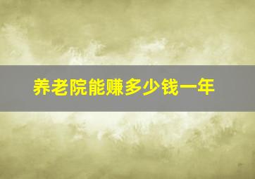 养老院能赚多少钱一年