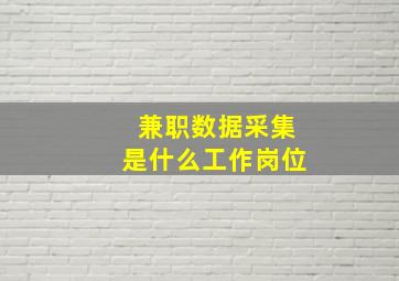 兼职数据采集是什么工作岗位