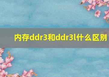 内存ddr3和ddr3l什么区别