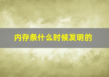 内存条什么时候发明的