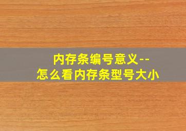 内存条编号意义--怎么看内存条型号大小