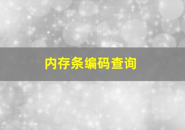 内存条编码查询