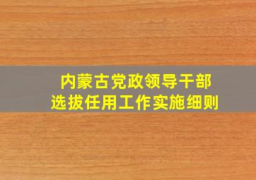 内蒙古党政领导干部选拔任用工作实施细则