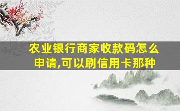 农业银行商家收款码怎么申请,可以刷信用卡那种