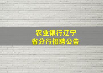 农业银行辽宁省分行招聘公告