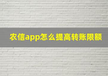 农信app怎么提高转账限额