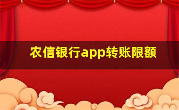 农信银行app转账限额