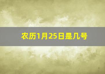 农历1月25日是几号