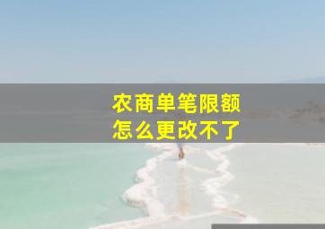 农商单笔限额怎么更改不了