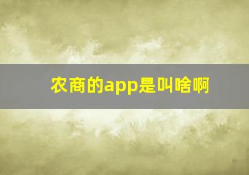 农商的app是叫啥啊