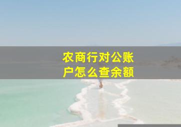 农商行对公账户怎么查余额