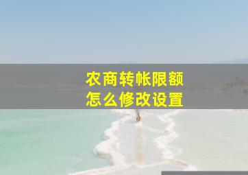 农商转帐限额怎么修改设置