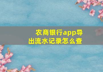 农商银行app导出流水记录怎么查