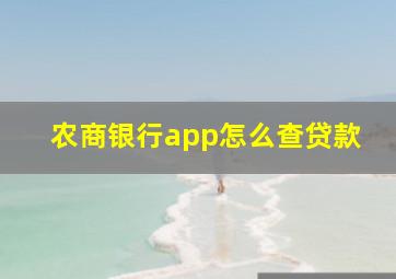 农商银行app怎么查贷款