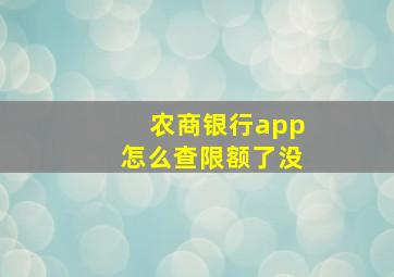 农商银行app怎么查限额了没