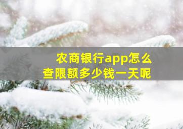 农商银行app怎么查限额多少钱一天呢