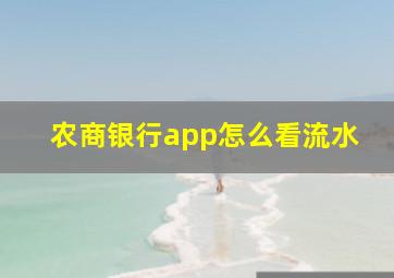 农商银行app怎么看流水