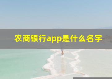 农商银行app是什么名字