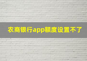 农商银行app额度设置不了