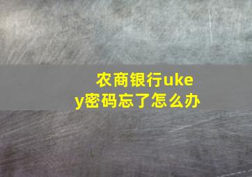 农商银行ukey密码忘了怎么办