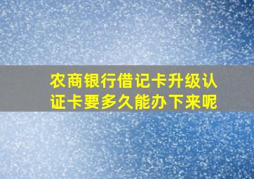 农商银行借记卡升级认证卡要多久能办下来呢