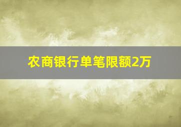 农商银行单笔限额2万