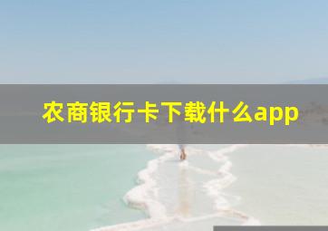 农商银行卡下载什么app