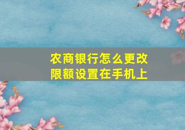 农商银行怎么更改限额设置在手机上