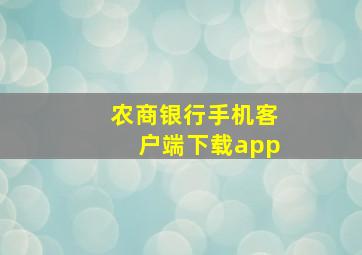 农商银行手机客户端下载app