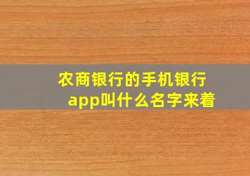 农商银行的手机银行app叫什么名字来着