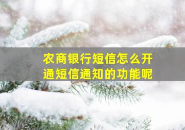 农商银行短信怎么开通短信通知的功能呢