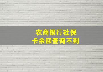 农商银行社保卡余额查询不到