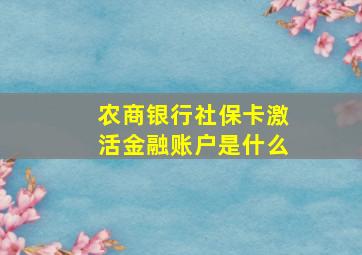 农商银行社保卡激活金融账户是什么